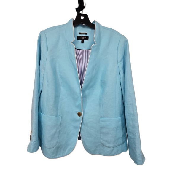Talbots Jackets & Blazers - Talbots Aberdeen 100% Linen Blazer Jacket Women's Size 14P Stand Collar Lined
